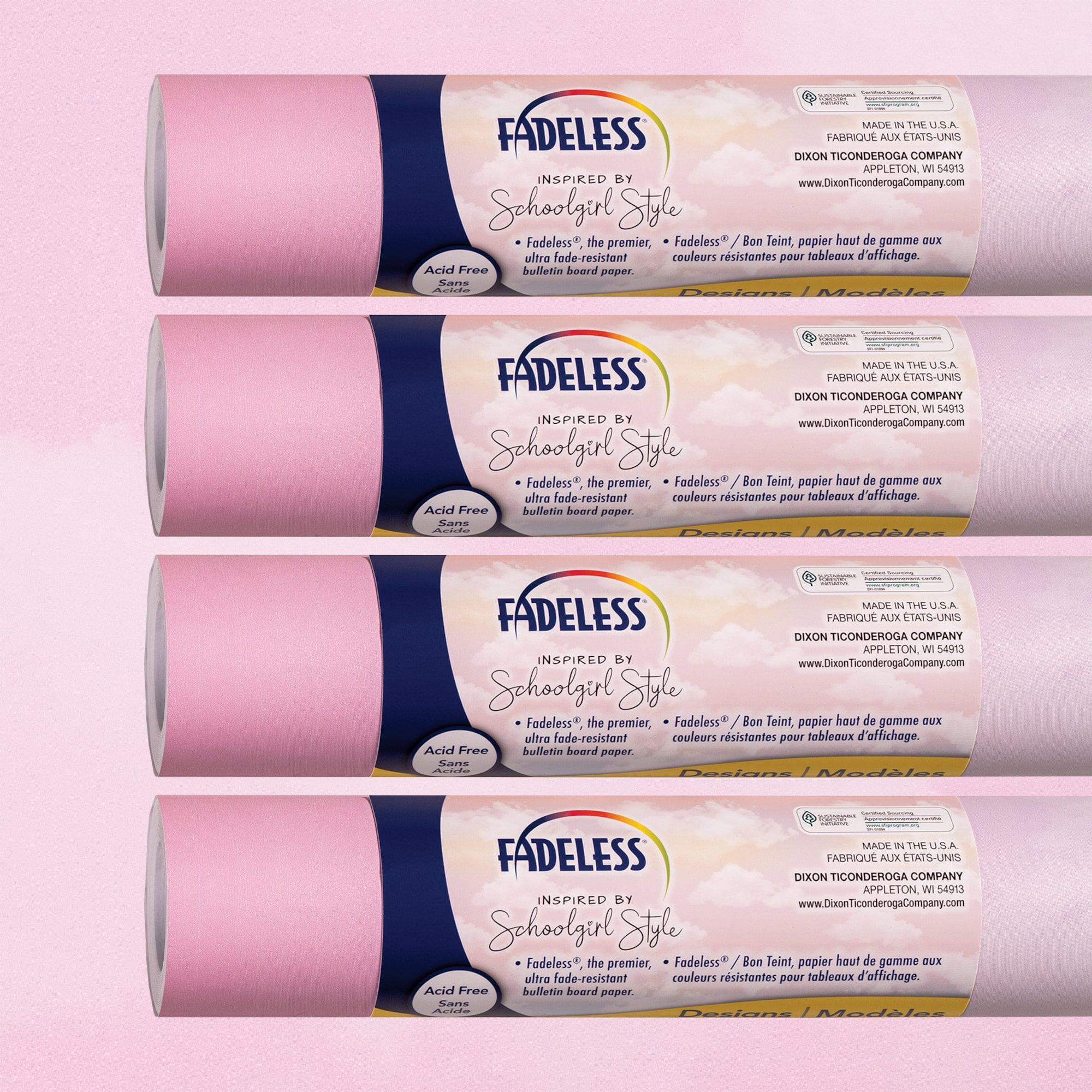 Fadeless® 48" x 12ft Schoolgirl Style Bulletin Board Paper Wildest Dreams, 4 Rolls